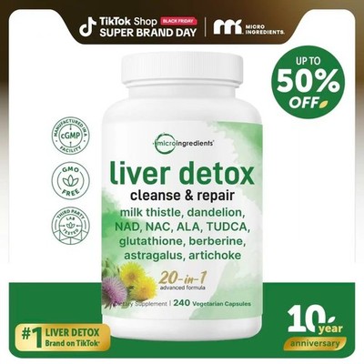 micro ingredients glutathione Micro Ingredients Liver Detox, 240 Veggie Softgels, Advanced 20-in-1 Support