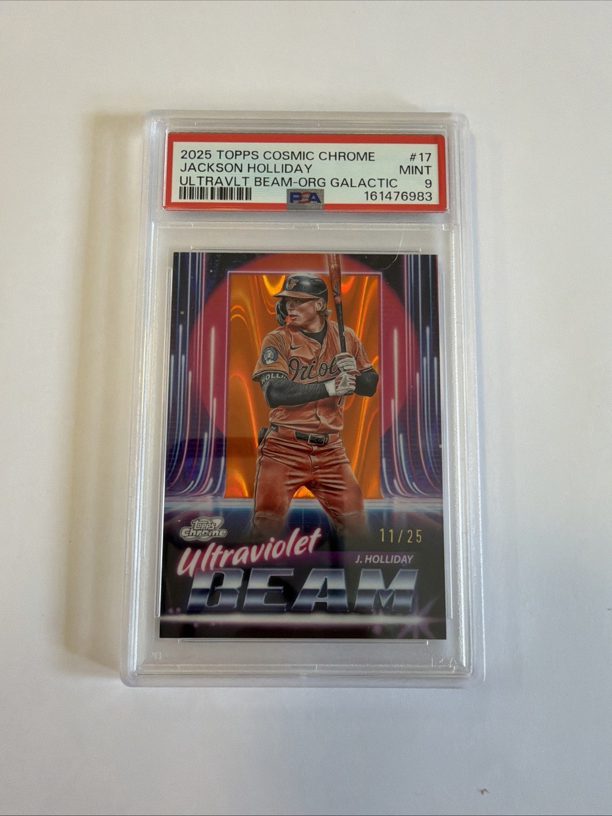 2025 Topps Cosmic Chrome Jackson Holliday Ultraviolet Beam Refractor /25 PSA9