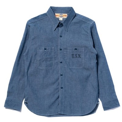 THE REAL McCOY'S MS25004 U.S. NAVY CHAMBRAY SHIRT L/S (MODIFY) USN Japan NEU