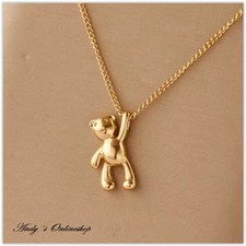 Damen Halskette Teddy Bär Zirkon Anhänger Frauen Schmuck Kette 925 Gold Frau