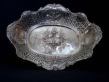 SILBERSCHALE + BLÜTENBOUQUETS + SILBER 835 + SILBERKORB + 478g