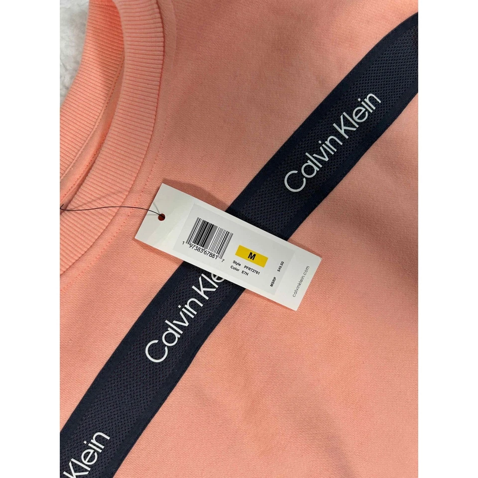Moletom Calvin Klein Performance Cropped Logo Athleisure Peach Feminino M Novo com etiquetas - Imagem 4 de 4