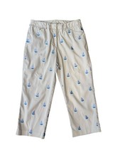 LILLY PULITZER Sz 6 Tan Palm Beach Yacht Embroidery Sailboat Y2K Cropped Pants
