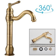 Brass Basin Sink Mixer Tap Mono Bathroom 360° Swivel Single Lever Tap + Fixings