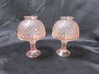 Vintage 2 Pc Pink Depression Hobnail Glass Votive Holders Fairy Lights 4"x6"