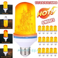 E27 E26 4 Modes LED Flame Effect Light Bulb- Simulated Nature Fire Flicker Lamp