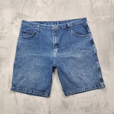Vintage Wrangler Shorts Mens 42 Blue Denim Carpenter Cargo Relaxed Workwear