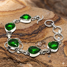 Emerald Quartz Gemstone Ethnic Bracelet 7-8"