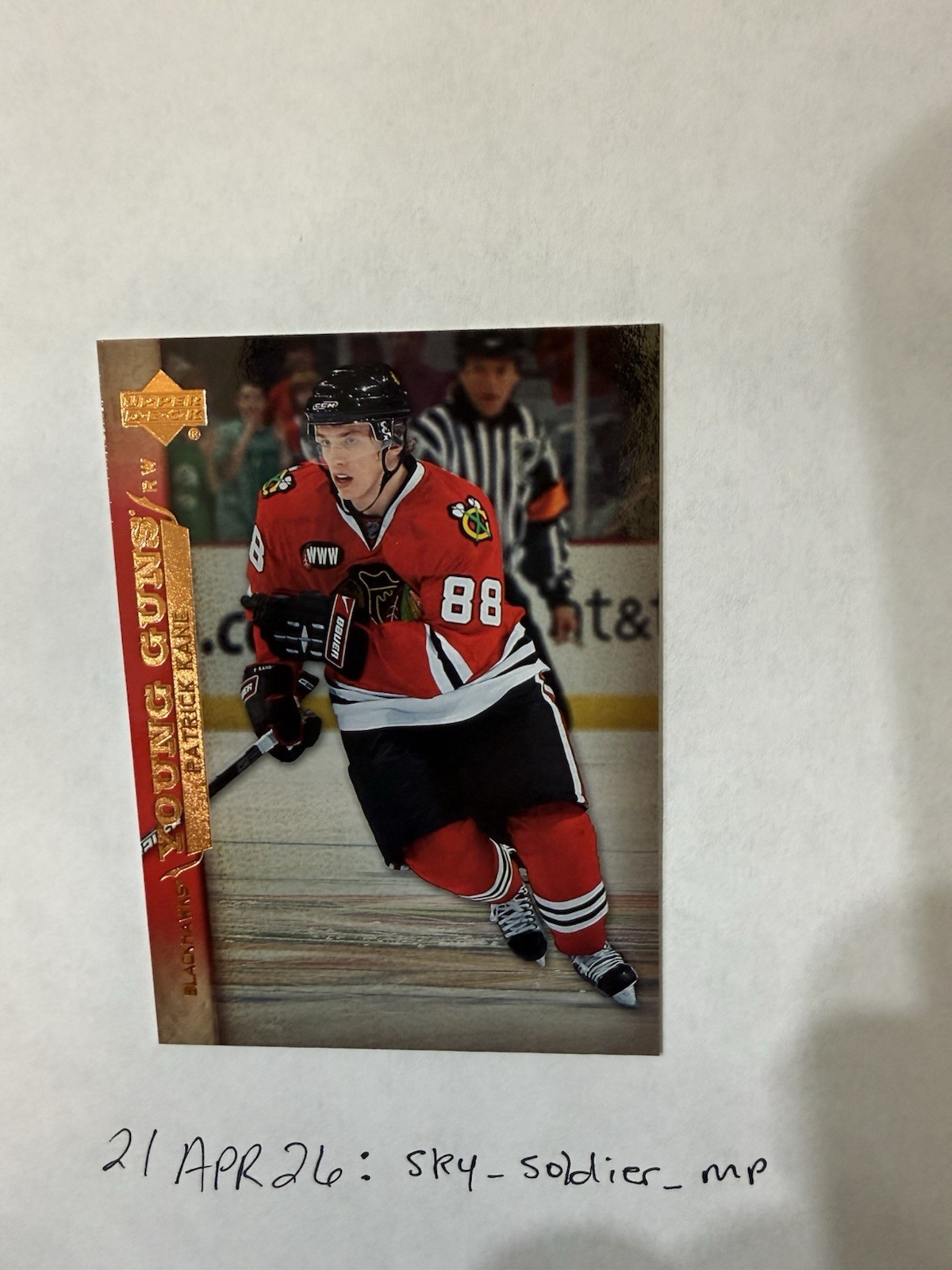 Upper Deck 2007-08 Young Guns Rookie Patrick Kane #210 NHL Hockey Card