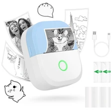 Mini Sticker Printer Portable Thermal Inkless Wireless Bluetooth Phone Printe...