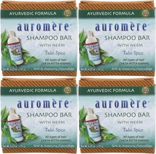Auromere Shampoo Bar with Neem Tulsi-Spice – 4.23 oz (Pack of 4)