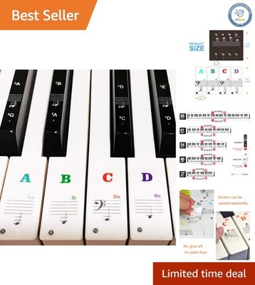Fun Multicolor Large Letter Piano Stickers for Easy Learning & Note Memorization