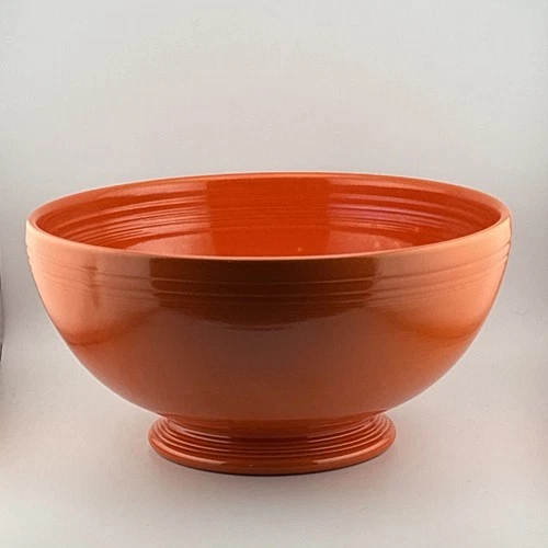 Vintage Fiesta Orange / Red Footed Salad Serving Bowl 1936-1946