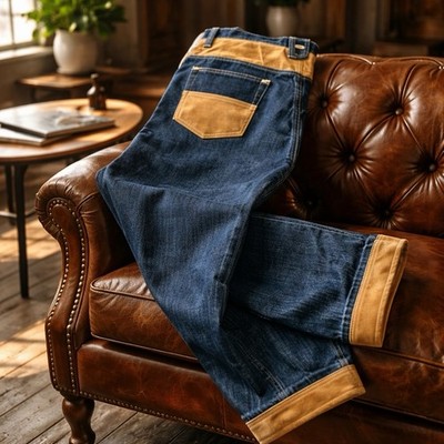 Vintage Y2k Muka Baggy Jeans Mens 34x33 Blue Wide Leg Grunge Selvedge Denim
