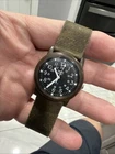 VTG Timex Camper Men 33mm Field Watch Black Dial Green Canvas Bands NEW BATTERY!