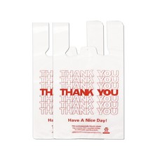 YoYoRain White Thank you T shirt bag, Grocery shopping bag Reusable and Dispo...