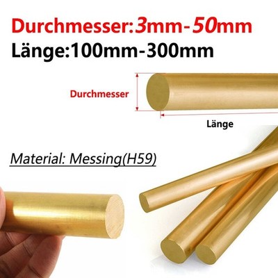 Messing Rund Stab Länge 100mm-300mm Rundprofil Rundmaterial Ø3mm-Ø50mmRundstange