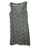 GAP Women's Green and White Leopard Print Sleeveless V-Neck Button-Front Mini Dr