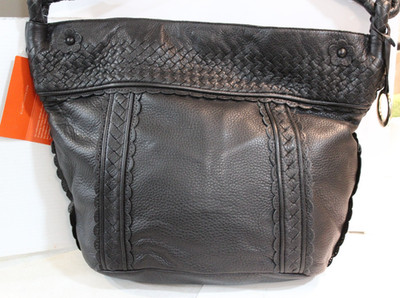 NEW Vintage Large ELLIOTT LUCCA Black Woven Leather Tote Shoulder Bag Purse RARE