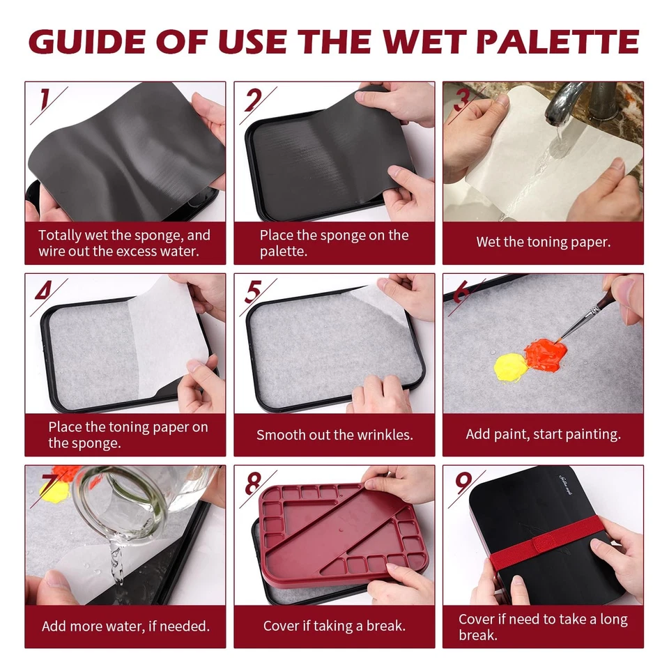 Wet Palette for Miniatures with 11 Brushes, Palette Paper, Sponges - Изображение 2 из 4