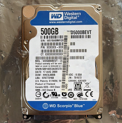 Western Digital WD Scorpio Blue 500GB 2.5'' SATA II 5400RPM 8MB HDD WD5000BEVT