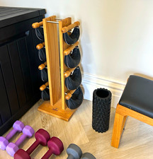 NOHrD Swing Bell Dumbbell Set with Wooden Storage Stand, Black
