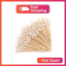 Reallnaive 600 Pcs Cocktail Pick Pearl Fancy Toothpick for Appetizer 4.7 Inch Lo