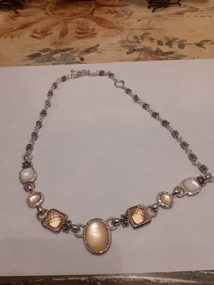 Michael Dawkins Sterling Silver Crystal MOP Adjustable Necklace Toggle Clasp 