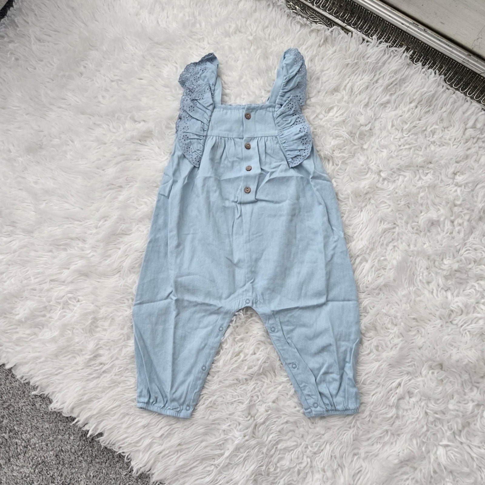 Quincy Mae Nova Romper in Chambray. Size 18-24 months. New.Sweet full length r