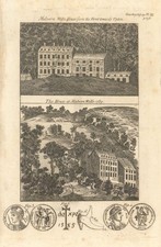 Wells House, Malvern Wells, where Elgar taught music. Roman coins 1791 print