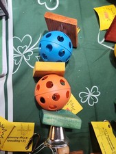 Bird Parrot Toys Lot 2 Large Parrot Toy Wooden Blocks Bell Balls Bird Chewing