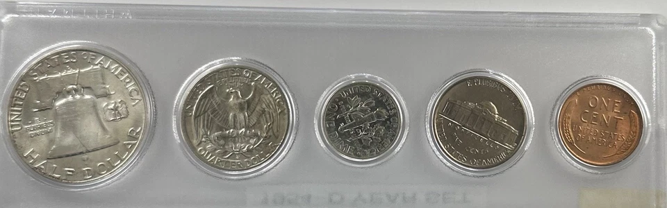 1954-D Mint 5-Coin Year Set – AU/BU – Toned Nickel – 90% Silver – Whitman Case - Image 4 of 4