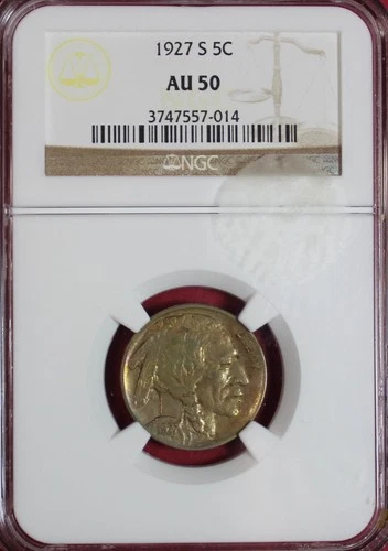 1927-S BUFFALO NICKEL NGC AU50