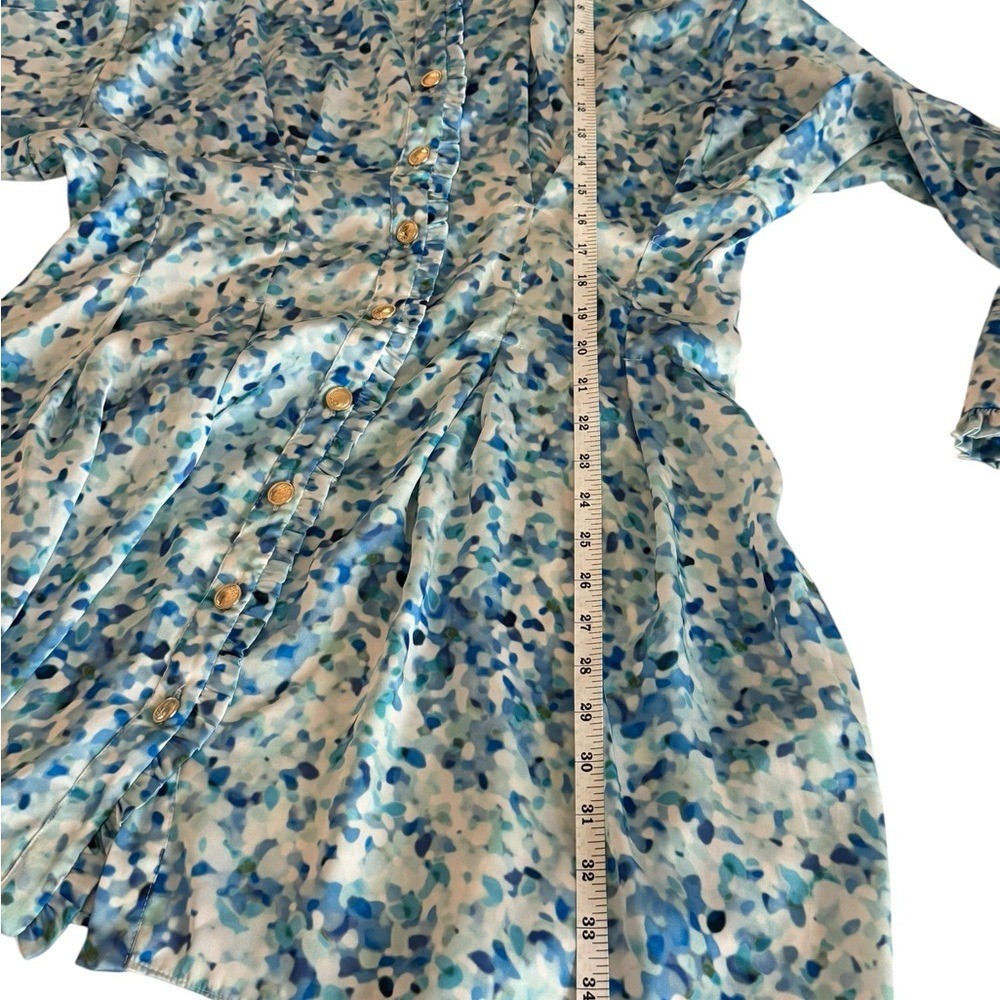 ZARA Blue Watercolor Dress – Size XL midi gold buttons button up design thumbnail 5