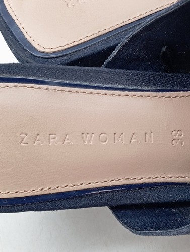 ZARA WOMAN Sandalias con tacón Mujeres Babuchas Talla EU 38 azul look casual - Imagen 4 de 5