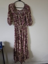 Boho peasant maxi puff sleeves off the shoulder floral cottagecore
