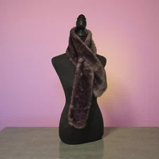 Winter Faux Fur Women's Scarf Vintage 90s Preston & York Dark Purple Plum EUC