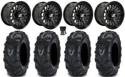 Sedona Onyx 12'' Wheels Black/Machined 26'' Mud Lite II Tires Polaris Sportsman