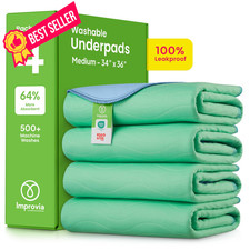IMPROVIA Washable Underpads, 34" x 36" Pack of 34"x36" 4 , Green