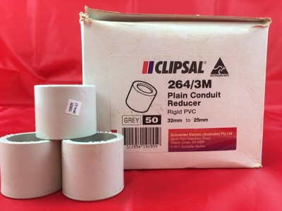 Clipsal 264/3M Conduit Rigid  Plain Reducer PVC Grey 32mm-25mm x50 pcs