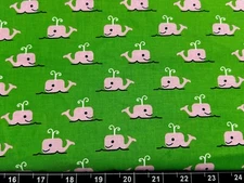 Fat Quarter 18”x21” Pink Dear Stella WHALE Sea OCEAN Nursery Baby FABRIC COTTON