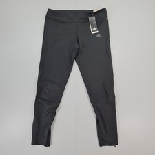 adidas Womens Leggings Black Large Mid Rise Regular Length Running DX1309