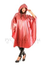 PVC Plastik Poncho Regenponcho geschlossen CA14 REP1 Rot metallic Cape Umhang