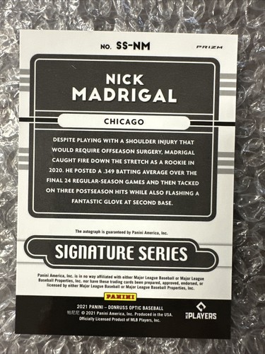 2021 Donruss Optic Nick Madrigal Autograph Auto #SSNM White Sox - Picture 2 of 2