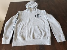 Champion Boys Gray Hoodie Size L Camouflage Logo Sweatshirt Pullover Large