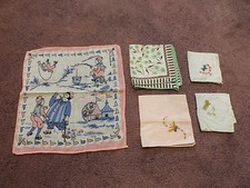 Collectible Handkerchief Set 5 Childrens Circus Animals Butterfly 6-9" NICE