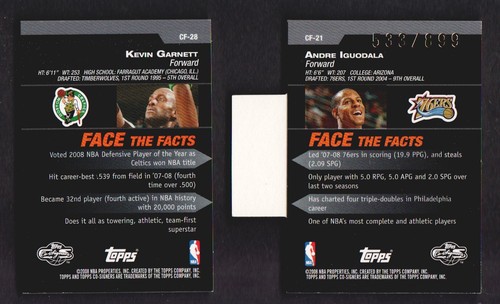 2008-09 Topps Co-Firmantes Baloncesto Cambio Cara CF28 Granate/CF21 Iguodala - Imagen 2 de 2