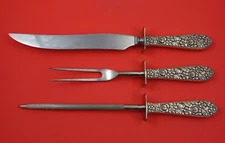 Repousse by Unknown Sterling Silver Roast Carving Set HH with Stainless 3pc