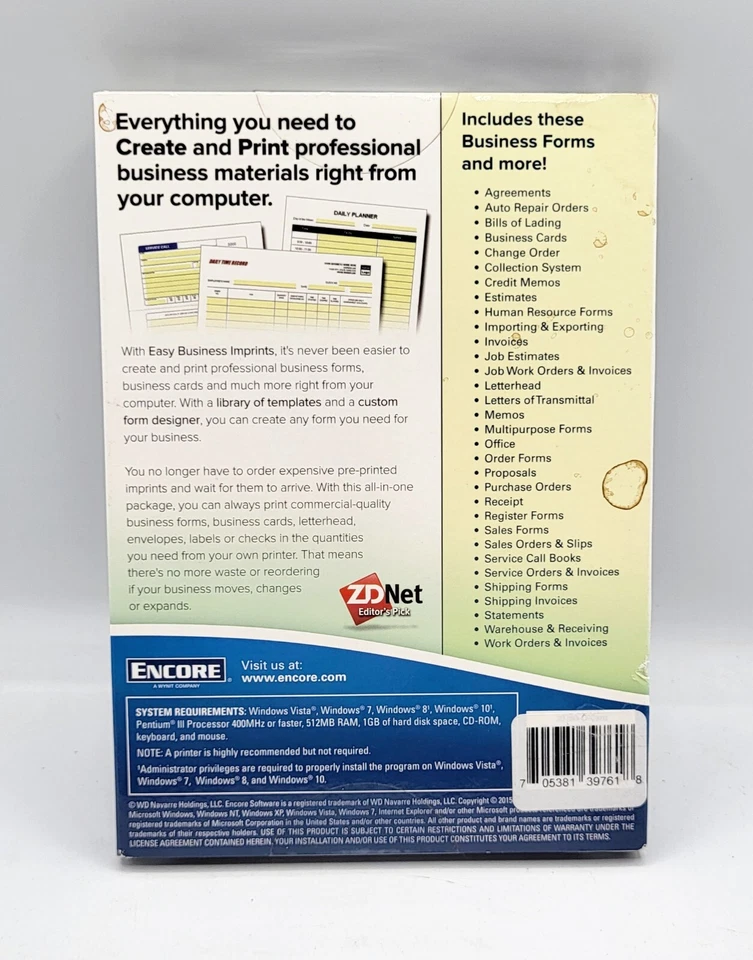 Broderbund Encore Easy Business Imprints NEW, SEALED Retail Box - Image 2 of 4