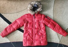Eddie Bauer Kids Hooded Jacket Goose Down Puffer Orange-red Size XL 14 